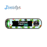 Contour Next One Glucose Meter Sticker - Christmas Cactus Blue