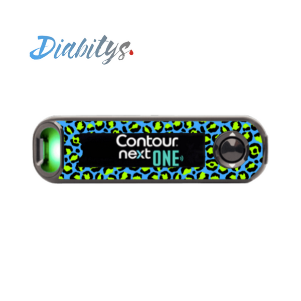 Contour Next One Glucose Meter Sticker - Neon Safari Blue