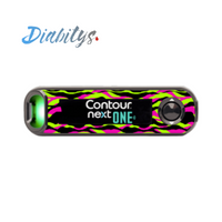 Contour Next One Glucose Meter Sticker - Neon Safari Multi Stripe