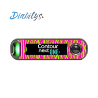 Contour Next One Glucose Meter Sticker - Neon Safari Stripe