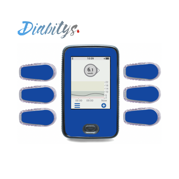 Dexcom G6 Receiver Sticker & Six Transmitter Stickers - Brilliant Blue