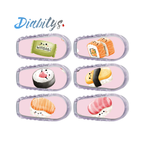 Dexcom G6/ONE Transmitter 6 Pack of Stickers - Sushi Pink