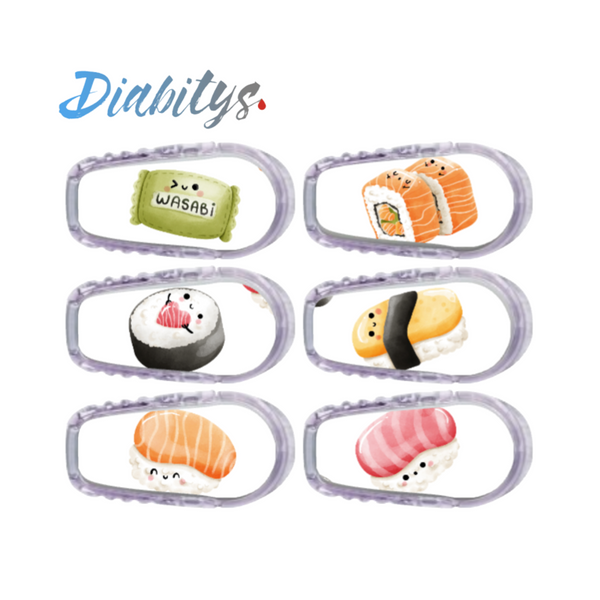 Dexcom G6/ONE Transmitter 6 Pack of Stickers - Sushi White