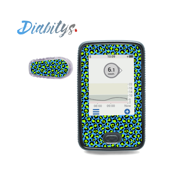 Dexcom G6 Receiver Sticker & 1 Transmitter Sticker - Neon Safari Blue