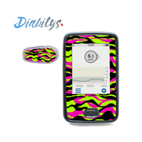 Dexcom G6 Receiver Sticker & 1 Transmitter Sticker - Neon Safari Multi Stripe