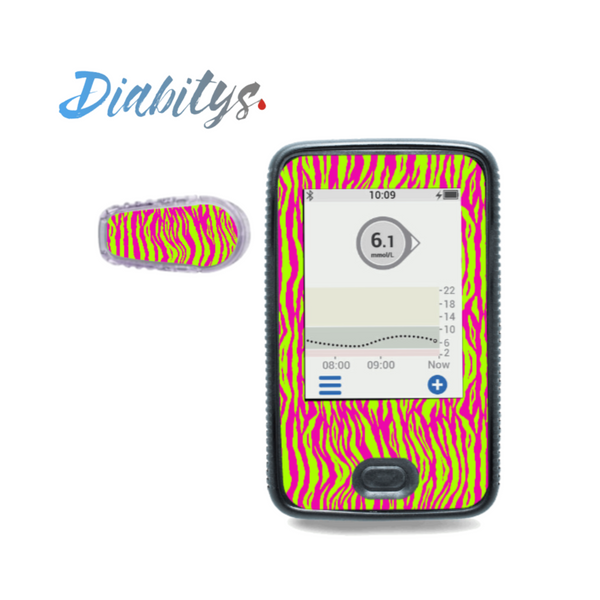 Dexcom G6 Receiver Sticker & 1 Transmitter Sticker - Neon Safari Stripe