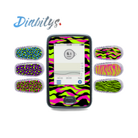 Dexcom G6 Receiver Sticker & Six Transmitter Stickers - Neon Safari Multi Stripe