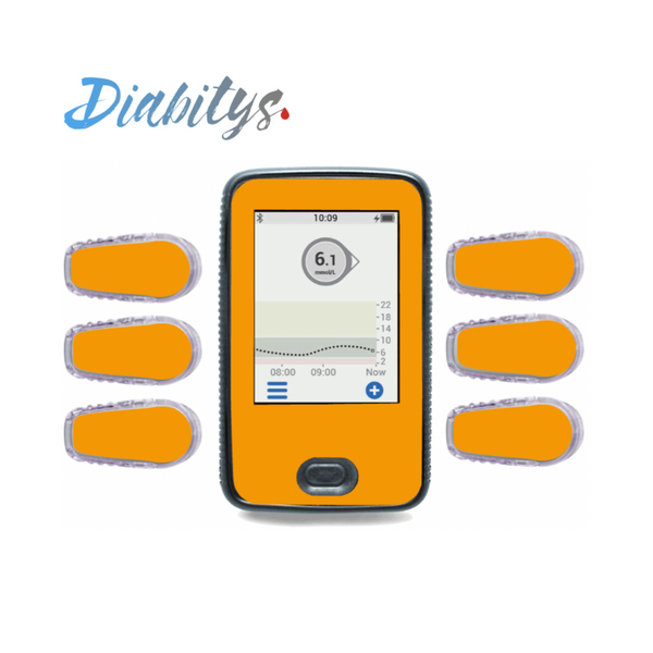Dexcom G6 Receiver Sticker & Six Transmitter Stickers - Orange