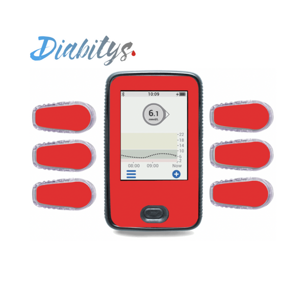 Dexcom G6 Receiver Sticker & Six Transmitter Stickers - Red