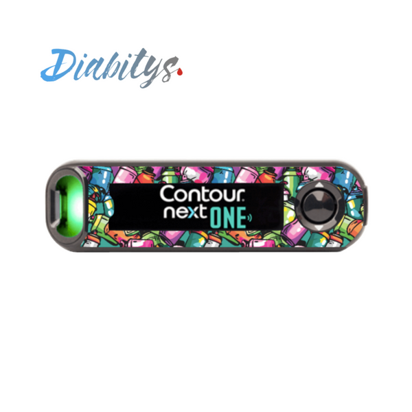 Contour Next One Glucose Meter Sticker - Graffiti Spraycans