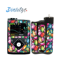 Medtronic 640g, 670g or 780g Insulin Pump Front, Back & Clip Sticker - Graffiti Spraycans