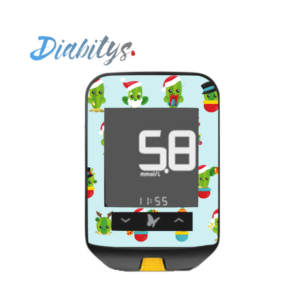 Freestyle Optium Neo Glucose Meter Sticker - Christmas Cactus Blue