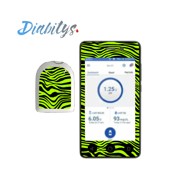 Omnipod Dash PDM Sticker - Neon Safari Black Stripe