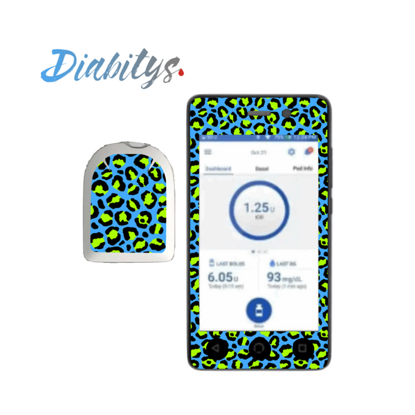 Omnipod Dash PDM Sticker - Neon Safari Blue