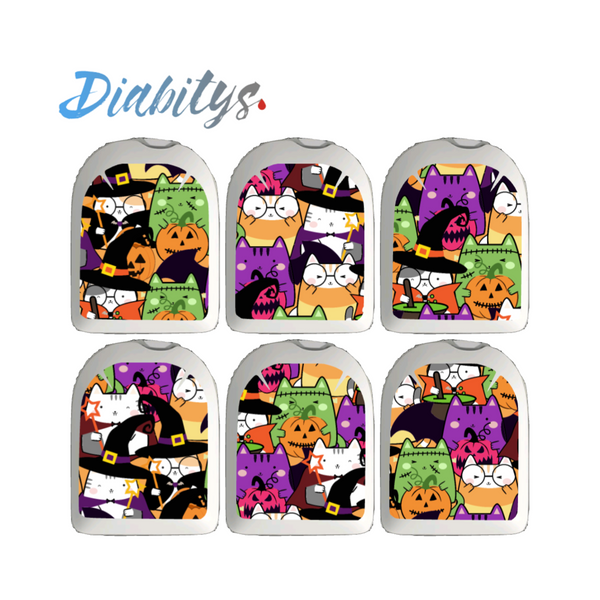 Omnipod Insulin Pump 6 Pack Mini Stickers - Halloween Kawaii Cats