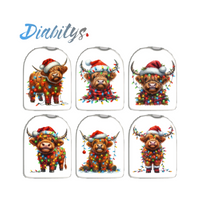 Omnipod Insulin Pump 6 Pack Wrap Stickers - Christmas Highland Cow