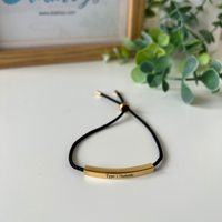 Black Rope, Gold Coloured Stainless bar - Type One Diabetic Medical Alert Bracelet