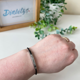 Black Rope, Stainless bar - Type One Diabetic Medical Alert Bracelet