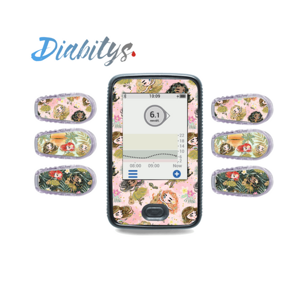 Dexcom G6 Receiver Sticker & Six Transmitter Stickers - Tropical Girls Pink